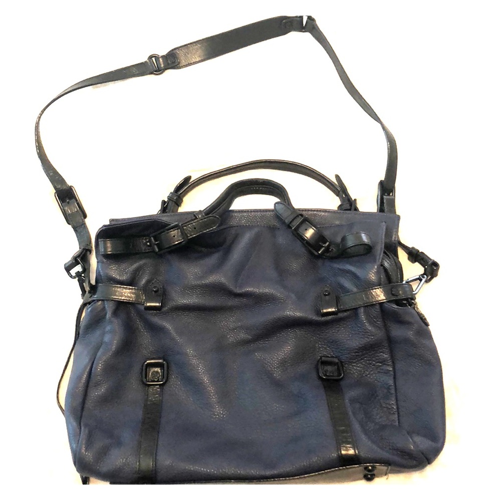 Indigo butter soft leather Elliott Lucca satchel.